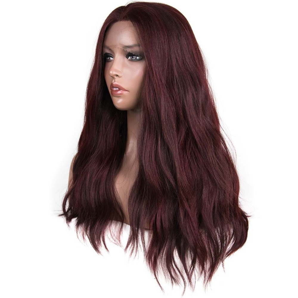 24" Red Burgundy Wine Lace Front Wavy Wig